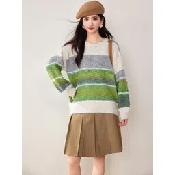 JC Collection Women Striped Pullover with Fuzzy Detail-picture-40