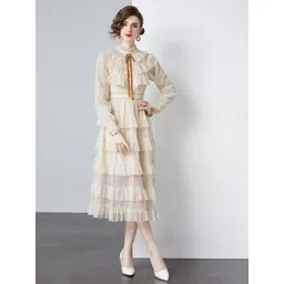 JC Collection Women Tie-Up Neck A-Line Midi Dress-picture-32