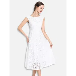 JC Collection Women White Self Design Net Midi A-Line Dress-picture-34