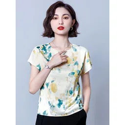 JC Collection Women Yellow & Blue Abstract Printed Polyester Extended Sleeves Top-picture-40