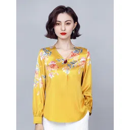 JC Collection Women Yellow Floral Print Polyester Casual Top-picture-14