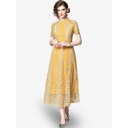 JC Collection Yellow Self Design Maxi Dress-picture-15