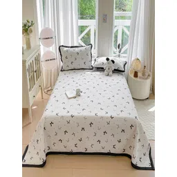 JC HOME 3Pcs Black & White Printed 162 TC Double Queen Bed Covers-picture-30