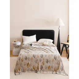 JC HOME Beige & Brown Floral AC Room Double Bed Quilt-picture-10