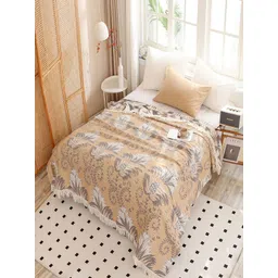 JC HOME Beige & White Floral AC Room 380 GSM Single Bed Quilt-picture-13