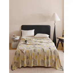JC HOME Beige & Yellow Floral AC Room Single Bed Quilt-picture-33
