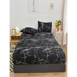 JC HOME Black & White Abstract 140 TC Fitted Super King Bedsheet Set-2 m x 2.2 m-picture-39