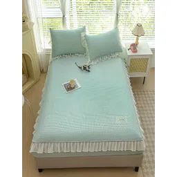 JC HOME Blue 160 TC Fitted King Bedsheet with 2 Pillow Covers-picture-26