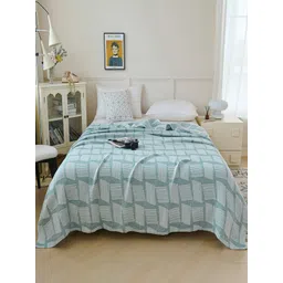 JC HOME Blue And White AC Room 300 GSM Double Bed Blanket-image-6