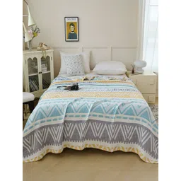 JC HOME Blue And White AC Room 300 GSM Double Bed Blanket-image-5