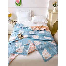 JC HOME Blue & White Cartoon Characters AC Room 350 GSM Single Bed Quilt image 4