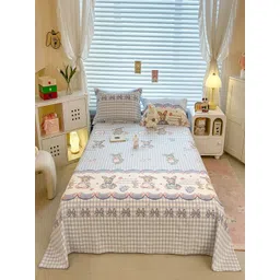 JC HOME Blue & White Cartoon Characters Printed 220 TC Queen Size Bedsheet Set-picture-38