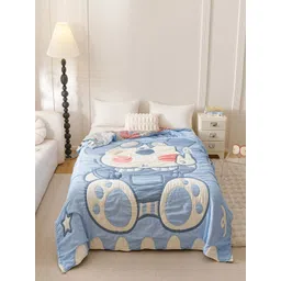 JC HOME Blue & White Ethnic Motifs AC Room 500 GSM Single Bed Quilt-picture-28