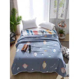 JC HOME Blue & White Geometric AC Room 400 GSM Single Bed Quilt-picture-23