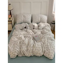 JC HOME Blue & White Solid Polycotton 4 Piece Double Queen Regular Bedding Set-picture-30