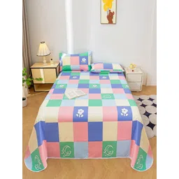 JC HOME Blue & Yellow Floral 140 TC King Bedsheet with 2 Pillow Covers-image-29