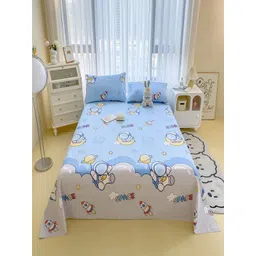 JC HOME Blue & Yellow Printed Cotton 220 TC Queen Size Bedsheet Set 1.80 m x 2.30 m-picture-37