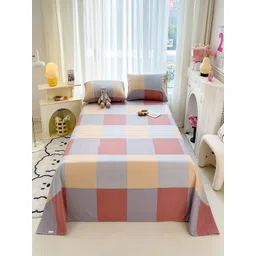 JC HOME Brown & Grey 140 TC King Bedsheet with 2 Pillow Covers-picture-21