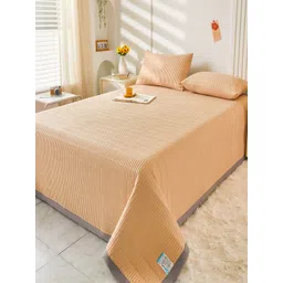 JC HOME Champagne  Grey Quilted Single Bed Cover With 1 Pillow Cover-picture-16