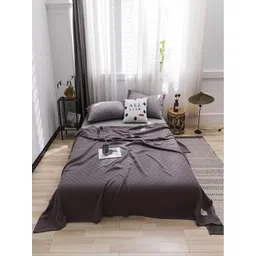 JC HOME Coffee Brown Geometric AC Room 300 GSM Single Bed Quilt-picture-11