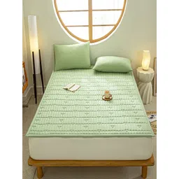 JC HOME Green 160 TC Single Bedsheet with 1 Pillow Covers-picture-19