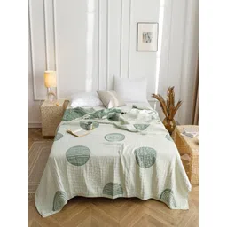 JC HOME Green & Olive Green Geometric AC Room 350 GSM Single Bed Quilt-picture-29