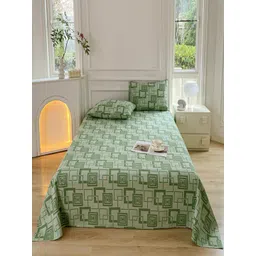 JC HOME Green & Teal Geometric Printed 150 TC Queen Bedsheet Set 2.3 x 2 m-picture-32