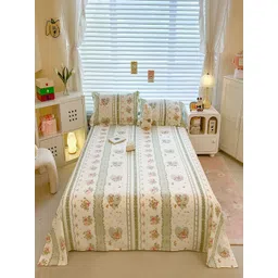 JC HOME Green & White Floral Printed Pure Cotton 220 TC King Bedsheet Set 2.00 m x 2.30 m-picture-24
