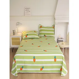 JC HOME Green & White Graphic 160 TC King Bedsheet with 2 Pillow Covers-picture-41