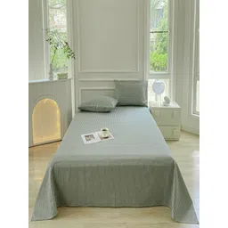 JC HOME Green & White Striped 150 TC King Bedsheet Set 2 m x 2.30 m-picture-15