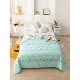 JC HOME Green & Yellow Floral AC Room 400 GSM Single Bed Quilt-picture-27