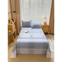 JC HOME Grey & Blue Printed 220 TC Queen Size Bedsheet Set 1.60 m x 2.30 m-picture-36