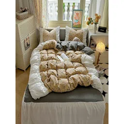 JC HOME Grey & Brown Floral 3 Piece Double King Regular Bedding Set-picture-22