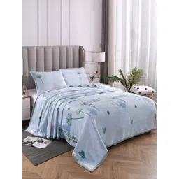 JC HOME Grey & Green Floral Summer 300 GSM Double Bed Blanket-picture-10