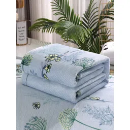 JC HOME Grey & Green Floral Summer 300 GSM Double Bed Blanket image 4