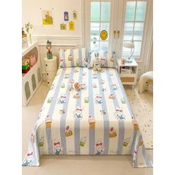JC HOME Grey & Green Printed Cotton 220 TC King Size Bedsheet Set 2.30 m x 2.50 m-picture-22
