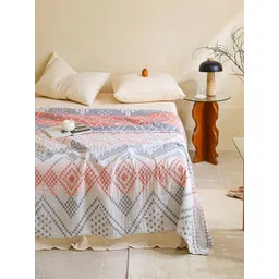 JC HOME Grey & Pink Geometric AC Room 300 GSM Single Bed Quilt-picture-40