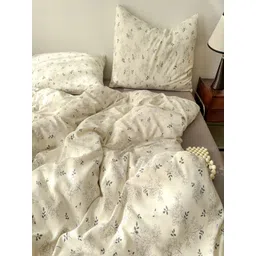 JC HOME Grey & White 4 Pieces Floral Double Queen Bedding Set-picture-12