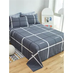JC HOME Grey & White Printed 186 TC Cotton King Bedsheet with 2 Pillow Covers-picture-19