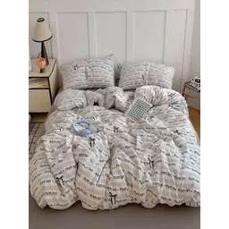 JC HOME Grey & White Printed Double Queen Regular Bedding Set-picture-36