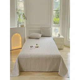 JC HOME Grey & White Striped 150 TC Queen Bedsheet Set 2 m x 2.30 m-picture-37