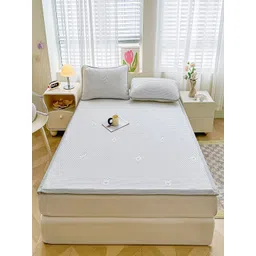 JC HOME Grey Self Design 140 TC Queen Bedsheet Set 1.5 m x 2 m-picture-24