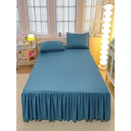 JC HOME Navy Blue 140 TC King Bedsheet With 2 Pillow Covers-picture-24
