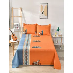 JC HOME Orange & Blue Abstract Cotton 230 TC Double Queen Bedsheet Set-1.8 m x 2.3 m-picture-29