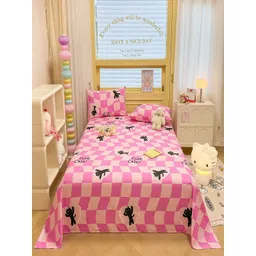 JC HOME Pink & Black 200 TC Cotton King Bedsheet Set 2.30 m x 2.45 m-picture-31