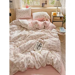 JC HOME Pink & Green Floral 3 Piece Double King Regular Bedding Set-picture-22