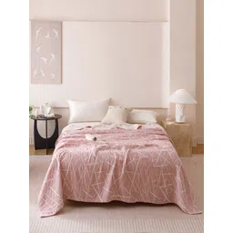 JC HOME Pink & White AC Room 233 GSM Double Bed Quilt image 1