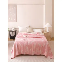 JC HOME Pink & White Ethnic Motifs AC Room 233 GSM Single Bed Quilt-picture-16
