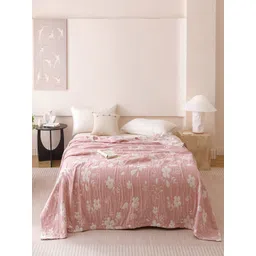 JC HOME Pink & White Floral Printed AC Room 233 GSM Cotton Single Bed Quilt-picture-17