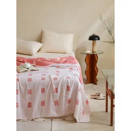 JC HOME Pink & White Geometric AC Room 300 GSM Double Bed Quilt-picture-31